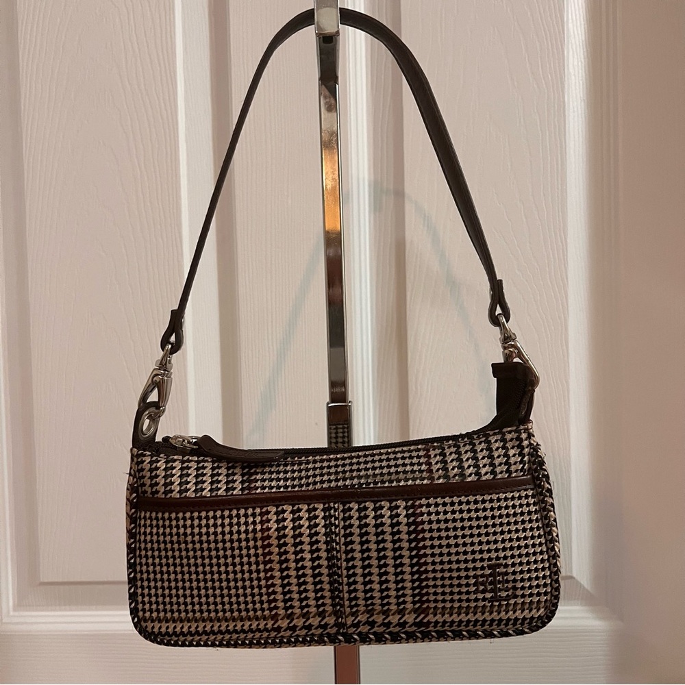 Ralph Lauren Vintage Houndstooth Should bag/Purse/Clutch with Leather Strap